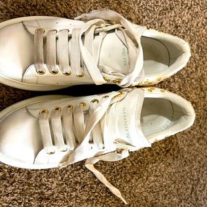 White Alexander McQueens with gold pins